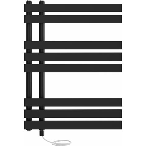 Prefilled Electric Heated Towel Rail D-shape Radiator Ladder Warmer Heating Rads 800x600mm Black (1/5)