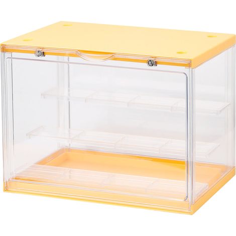 Vitrine magnétique stable et transparente pour poupées de collection et figurines (jaune) (1/5)