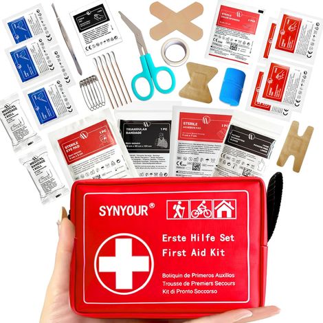 Trousse de Secours Mini, 80 Pièces Trousses Premiers Secours, Petite Trousse Pharmacie pour Voyage Randonnée Camping Voiture Velo Maison Enfant Travail (1/5)