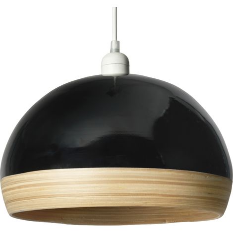 Litecraft Dominic Light Shade Bamboo 30 cm Easy Fit Lampshade – Black, Natural (1/5)