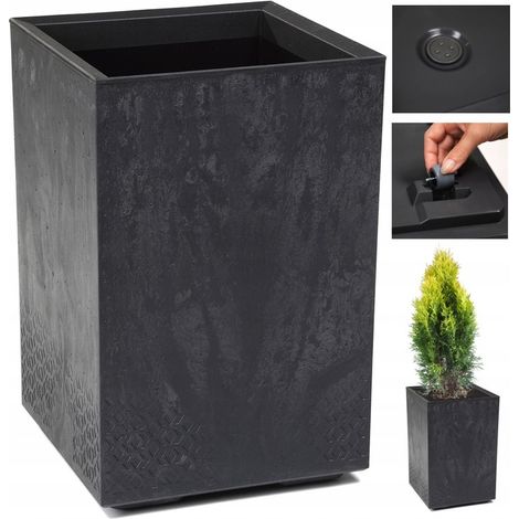 Blumentopf auf Rädern karo ECO Recyclingbeton-Effekt 60x40 schwarzer Beton hoch (1/5)