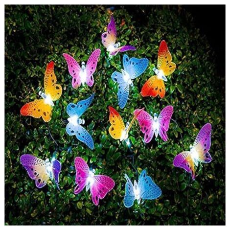 Schmetterling Solar LED Lichterkette für draußen, wasserdicht, Akku, 4 Meter, 12 LED, 2 Modi, dekorativ für Garten, Terrasse, Haus, Weihnachten, Ostern, Party, Terrasse, Balkon, An/Aus, Automatisch F