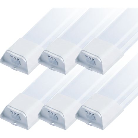 Lot de 6 Réglettes LED plates 150cm 50W 120lm/W CCT IP20 - 110 deg - Switch 3000-4000-6500K