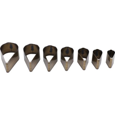 Juego de 7 herramientas para perforar cuero, de acero de alta velocidad, con forma de lágrima y estuche.