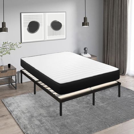 Iztoss – Ensemble sommier et matelas 160x200 cm – Matelas mousse 20 cm – Sommier à lattes en bois avec pieds – Conception respirante et facile à assembler