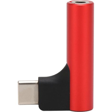 Adaptateur USB C vers jack 3,5 mm audio casque Type C Aux DAC stéréo micro HiFi coudé pour écouteurs rouge (1/5)