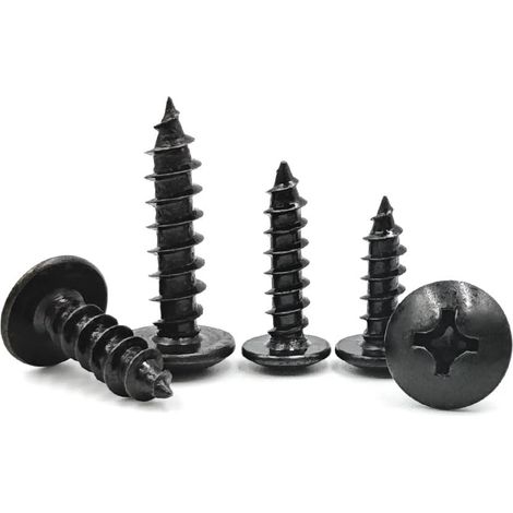 20 Vis à Bois M3.5x20 - Acier Carbone Noir - Tête Ronde Cruciforme - Fixation Solide Anti-Corrosion - Menuiserie et Bricolage - 3,5mm x 20mm (1/5)