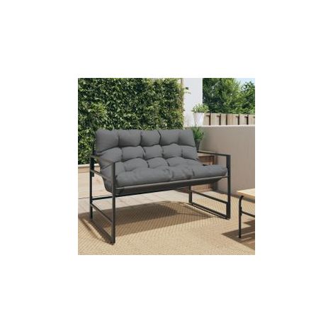 Banc de jardin avec coussin anthracite 113cm acier (1/5)