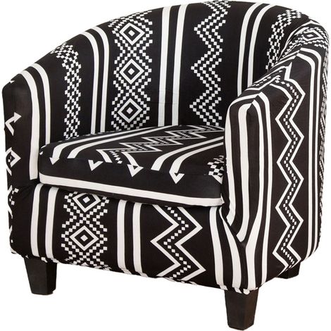 Housse de Canapé Demi-cercle Ander Online Modèle Club Noir et Blanc Housse de Protection Intégrale avec Coussin (1/4)