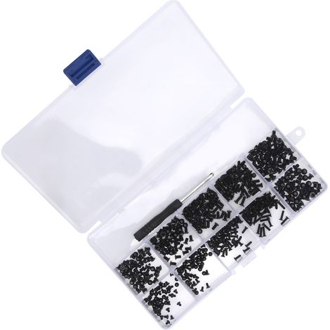 (With two layers of bubble wrap) 501 pieces of KM screws, black, 10 sizes, with black screwdriver (1/5)