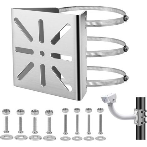 BUNTHAUS Support de caméra extérieure avec 3 boucles réglables, pour poteau vertical, support vertical universel pour caméra de sécurité, support vertical (1/5)