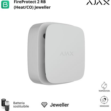 AJAX - 63210 - FireProtect 2 RB (Heat/CO) ASP , Rilevatore di calore e CO wireless