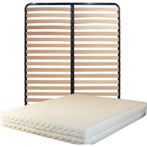 Colchón y somier 140x200 19 cm - Somier Desmontado - Patas Gratis - Almohada de Memoria Gratis - Soporte Firme - Confort Óptimo - Uso Diario