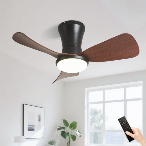 Ventilateur de plafond avec éclairage – Diamètre 62 cm – Ventilateur silencieux avec télécommande – 3 températures de couleur et 3 vitesses – Luminaire de plafond-Brun (1/5)