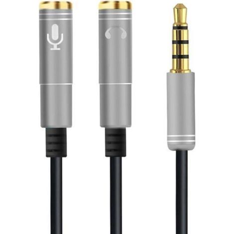 Cavo adattatore splitter a Y per microfono e cuffie con connettore stereo da 3,5 mm maschio a 2 femmine, lunghezza 30 cm SL (1/3)