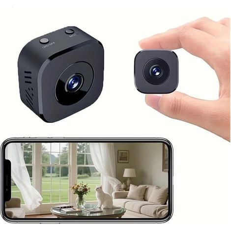 Mini caméra de sécurité sans fil WiFi 2,4 GHz 6K avec fonctions de surveillance, de protection et de contrôle à distance, vision nocturne pour maison connectée (noire - carte non incluse) (1/5)