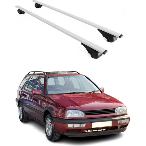 OMAC Dachträger Querträger für VW Golf mk4 Variant 1997-2006 – Abschließbar – Max. 75 kg – 2 Stangen Stahl Silber (1/5)