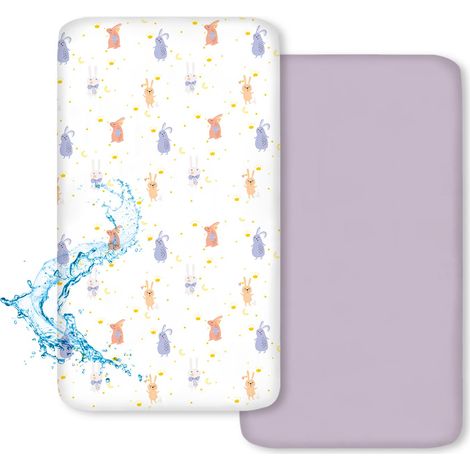 Draps pour Lit Bébé 2 Pièces 70x140 cm Imperméable Respirante Protège Matelas Amovible et Lavable Motifs Mignons pour Berceau et Matelas Bébé (1/5)