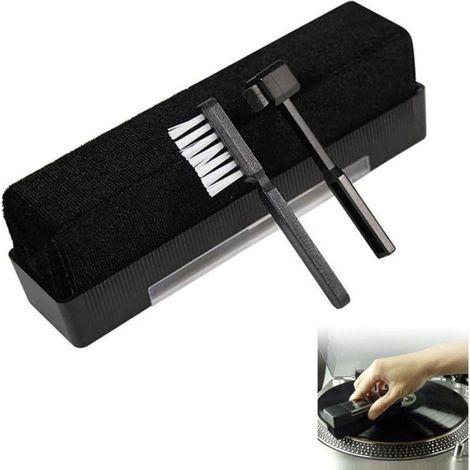 Nettoyant vinyle 12.5x4.5x3cm, kit de nettoyage anti-statique avec brosse suède et stylet, noir (1/5)