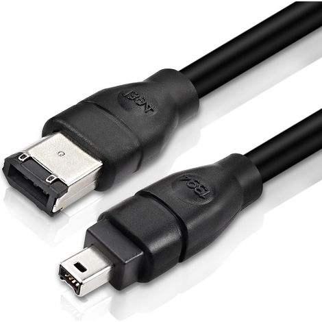 Câble 6 broches mâle vers 4 broches mâle, 400 Mbps, 4 broches, 6 broches, haute vitesse, pour imprimantes, scanners, appareils photo, équipements médicaux, compatible Firewire IEEE 1394 (1,8 m, noir) (1/5)