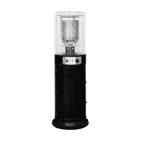 STUFA GAS GPL SHORT ROUND PATIO + RUOTE DOMUS  NERO KW 11 H.CM 135