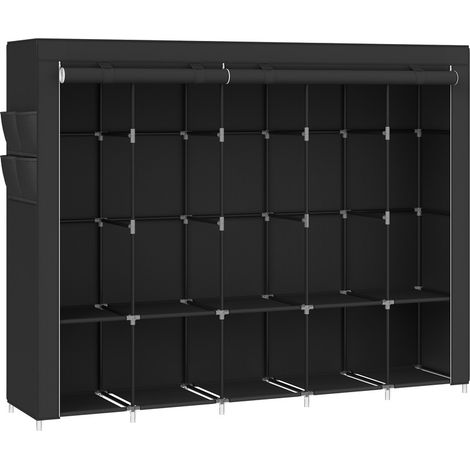 Armoire à vêtements portable avec 5 rails de suspension, étagères, 4 poches latérales, 45 x 211 x 167 cm, grande capacité, noir encre (1/5)