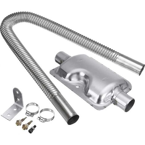 Kit de chauffage d'air pour moteur à pétrole brut avec tuyau d'échappement en acier inoxydable de 60 cm et silencieux de 24 mm pour accessoires de chauffage de voiture (1/5)