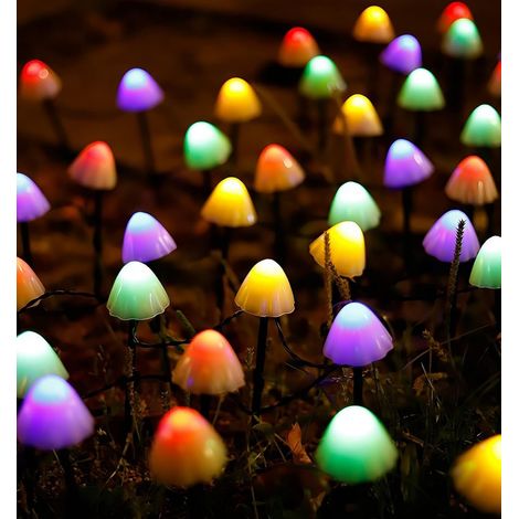 Guirlande Solaire - Champignon Lumineux LED - 24 Pieds - 12 Unités - Étanche IP44 - Pour Jardin, Terrasse, Pelouse - Auto Allumage/Extinction (1/5)