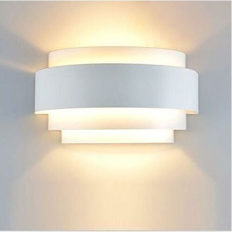 Applique murale LED au design simple lampe d'intérieur en pour chambre à coucher escalier magasin salon bureau porche chaud Métal Blanc (1/4)