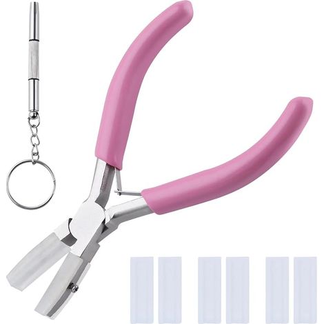 LEONTOOL Pinze a doppia ganascia in nylon da 5 pollici con 3 paia di punte di ricambio e cacciavite per la creazione di gioielli, raddrizza e avvolgifilo (1/5)