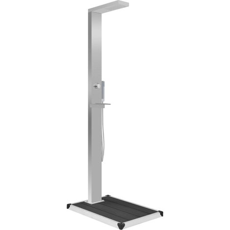 Outdoor Shower with Tray WPC Stainless Steel vidaXL