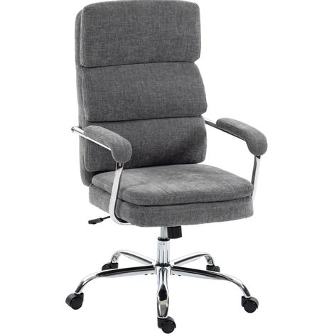 Fauteuil de bureau gris avec tissu chenille, pivotant 360°, hauteur réglable pour bureau à domicile (1/5)