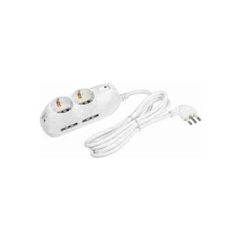 Multiprise BTI3695DB avec 4 prises doubles 2P+T 10/16A, blanche