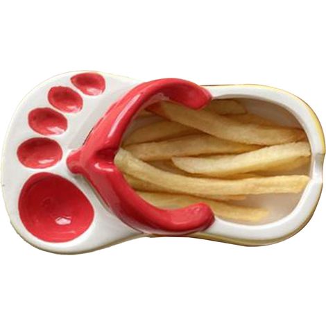 Bol à chips en céramique, assiette à chips en forme de doigt, bol en céramique en forme de doigt, plat de service pour chips, plat de service pour sauce soja, bol, assiette, rouge (1/5)