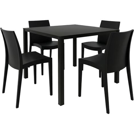 Grandsoleil Garten-Essgruppe Brunch/Venice 4 Personen Stahl/Kunststoff schwarz Sitzgruppe