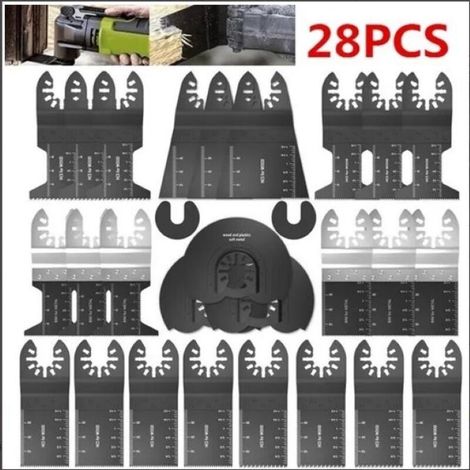 28 Multifunctional Oscillating Tool Accessories Universal Saw Blade for Parkside Dewalt Ryobi Bosch Corner Cutting Wood/Metal/Plastic - 2 Adapters (1/5)