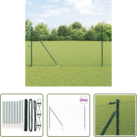 vidaXL Außenpfosten - Zaunpfosten Grün 25 x 1,6 m (36 mm Mesh) Stahl und PVC (1/5)