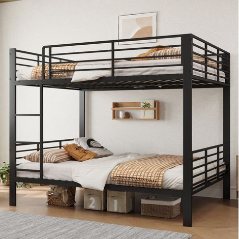 Etagenbett 140/200 cm aus Metall in Schwarz, stabil und leise mit hoher Belastbarkeit (1/5)