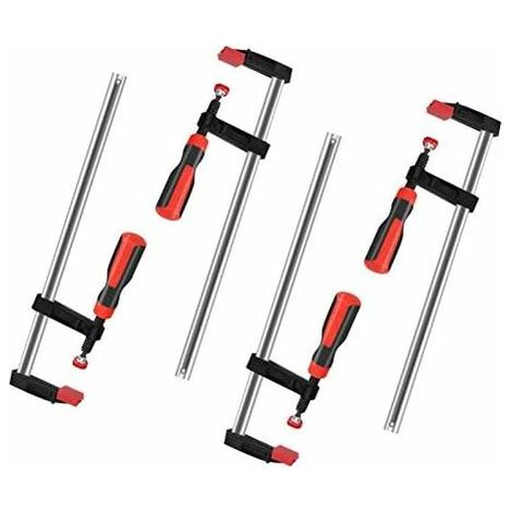 Set mit 4 F-förmigen Klemmen aus Temperguss, Einhand-Schnellspannklemmen-Set aus Metall, Schraubstockklemme (1/4)
