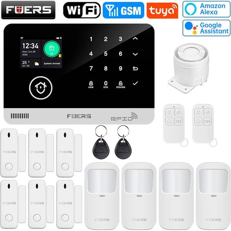 (Pack 8) Système d'alarme intelligent Wi-Fi GSM pour la sécurité de votre domicile  système d'alarme antivol sans fil 433 MHz (1/5)