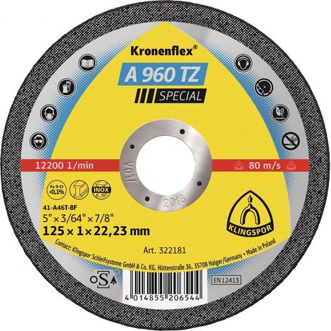 Disque à tronçonner A 960 TZ Special D115x1mm droite INOX perçage 22,23 mm (1/2)