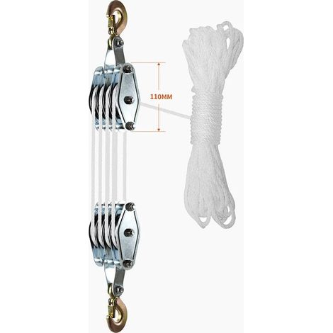Palan à corde 20 m – Charge maximale 1000 kg – Crochets rotatifs en alliage de zinc – Installation complexe pour climatisation (1/5)