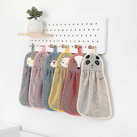 Set mit 6 niedlichen, tierförmigen Handtüchern – weich und saugfähig, zum Aufhängen in Küche und Bad, schnelltrocknend, für alle Altersgruppen geeignet (36 x 23 cm) (1/5)