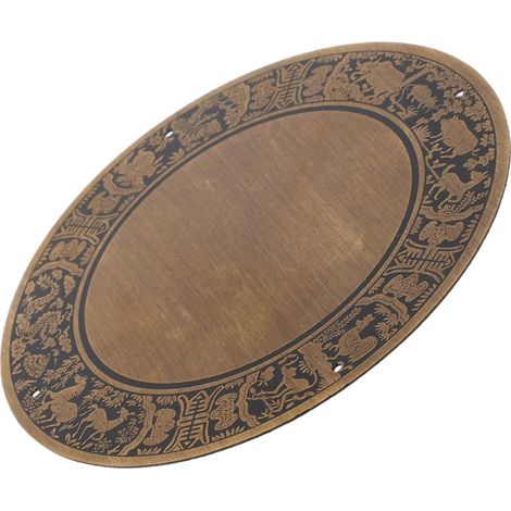 Plaque décorative ronde dorée en cuivre antique et bois (1/5)