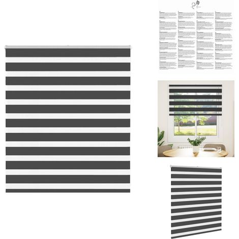 Store zèbre noir 130x100 cm largeur du tissu 125,9 cm polyester - Store Zébré - Stores Zébrés - Store À Enrouleur Zébré - Double Store À Enrouleur (1/5)