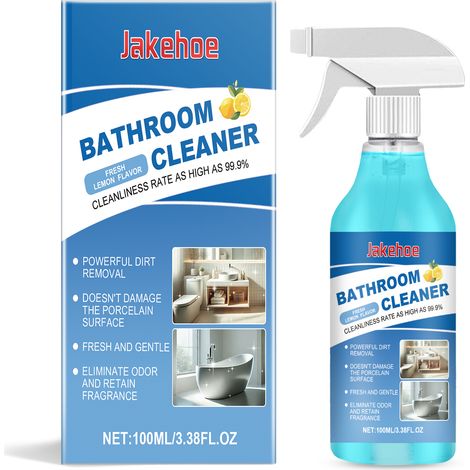 Jakehoe Nettoyant spray pour salle de bain, élimine saleté et mauvaises odeurs, ne dégrade pas la céramique, parfum citron frais, 100 ml (1/5)