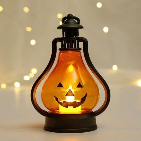 Lanterne Citrouille - Piles AA - Décoration Halloween Intérieur Extérieur - 6,9 x 10,8 x 15 cm - 1 Pièce (1/5)