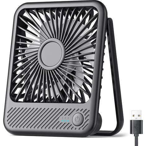 Ventilateur de bureau USB, petit mais puissant, ultra silencieux, réglable à 180°, 3 vitesses, alimenté par câble USB-C, mini ventilateurs de lit silencieux pour bureau, maison, extérieur (1/5)