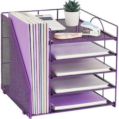 Organizador de archivos, diseño para montaje en pared, construcción de malla de 5 niveles, morado - 31x31x28cm (1/2)