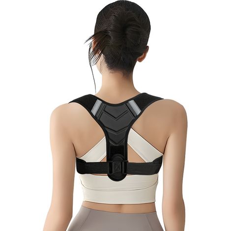 Corrector de postura para mujeres y hombres, soporte lumbar ajustable para alineación espinal y soporte de hombros, enderezador de clavícula cómodo y transpirable (tamaño grande) de 30" a 45".